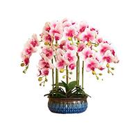QTYQWC Phalaenopsis Orchid Floral Arrangement in Vase, Silk Fake Orchids Flowers Artificial for Intérieur Outdoor Wedding Home Office Office Festive Festive Table Centorpiece Bure