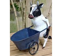 QTYQWC Plante Pot Stand Piggy Veau Chariot de Fer Fer Barbarreau Shabby Chic Green Finish Garden Ornement Planter Platter Postder, Piggy