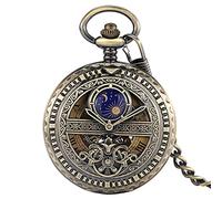 QTYQWC Poiner de Simulation Blue Moon Sun Sollow Style Lady Pocket Watch Manual Mécanique Bon Cadran Practical Chain Clock Mom Gift