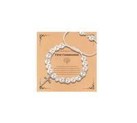 QTYQWC Premiers Cadeaux de Communion Que Dieu Vous bénisse Croix Bracelet pour Les Femmes Communion Baptême Confirmation Catholic Christian Gifts