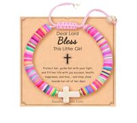 QTYQWC Premiers Cadeaux de Communion Que Dieu Vous bénisse Croix Bracelet pour Les Femmes Communion Baptême Confirmation Catholic Christian Gifts