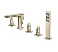 QTYQWC Robinet de Baignoire, Ensemble de Douche de Bain monté sur Le Pont 5 pièces, douchette à Main en Laiton, mitigeur de lavabo, Robinet d'évier de Baignoire largement répandu(Nero)