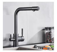 QTYQWC Robinet de Cuisine à Eau Pure en Laiton Noir Mat, Double poignée, Eau Potable Chaude et Froide, Filtre à 3 Voies, robinets mélangeurs purifiés de Cuisine (Bronze Noir)