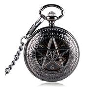 QTYQWC Série télévisée Hour de Montre Noire Hot SURNATURAL Pentagram MÉCANIQUE MOBILIQUE Moteur Couron