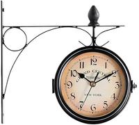 QTYQWC State de décoration intérieure Horloge Murale extérieure résistant aux intempéries, horloges murales de Jardin Double Face