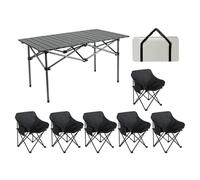 QTYQWC Table de Camping et chaises Pliantes Portables Ensemble en Acier en Carbone léger Roll Up Top Picnic Table pour Barbecue Randonnée de randonnée de randonnée