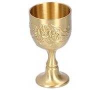 QTYQWC Tasse en laiton vintage calice royal en relief en rose, petit gobelet pour le whisky de vin de thé au lait, fournitures de fête, ornement de collection, non matériaux (75x173 cm / 29.5x68.1in)