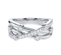 QTYQWC Véritable Moissanite ou diamant simulé 7,5 mm de large Unisexe Criss Cross Small Bubbles Fashion Cocktail Rague de mariage