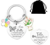 QTZXZX Cadeau de A Ma Fille Cadeau De Courage Porte-clés Fille A ma fille N'oublie jamais que je t'aime Porte Clef Femme Idee Porte Clef Femme Pendentif Porte-Clés