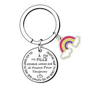 QTZXZX Cadeau de A Ma Fille Porte-clés A ma fille N'oublie jamais que je t'aime à Ma Fille Porte Clef Femme Idee Ado Pendentif Porte-Clés Cadeau D'anniversaire (1)