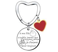QTZXZX Cadeau de A Ma Fille Porte-clés A ma fille N'oublie jamais que je t'aime à Ma Fille Porte Clef Femme Idee Ado Pendentif Porte-Clés Cadeau D'anniversaire (1) (2)