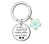 QTZXZX Cadeau de A Ma Fille Porte-clés A ma fille N'oublie jamais que je t'aime à Ma Fille Porte Clef Femme Idee Ado Pendentif Porte-Clés Cadeau D'anniversaire (2)