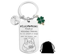 QTZXZX Cadeau De Félicitations Pour Un Nouvel Emploi - TRAîTRE - Porte Clé De Voeux Chat - Carte Depart Collegue - Porte Clé D'Adieu Pour Femme Homme Humour-Cadeau Collègue