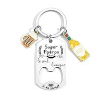 QTZXZX Cadeau Equipe de choc Porte Clef - Super Patron Super Collègue Cadeau pour son Boss Anniversaire Patron Porte Clef pour son Chef Homme Accessoire Humour (3)