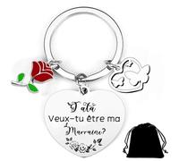 QTZXZX Cadeau Marraine Demande Porte-Clés Marraine Veux Tu Être Ma Marraine Porte-Clés Idée Cadeau Originale pour Baptême Communion Anniversaire Noël (3)