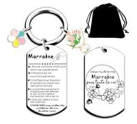 QTZXZX Cadeau Marraine Demande Porte-Clés Marraine Veux Tu Être Ma Marraine Porte-Clés Idée Cadeau Originale pour Baptême Communion Anniversaire Noël (1)