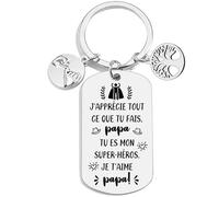 QTZXZX cadeau papa porte-clés,cadeau d'anniversaire pour papa porte-clés,Tu as de la chance d'être mon papa parce que personne ne t'aime comme moi (9)