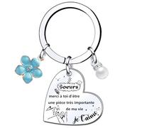 QTZXZX Cadeau Soeur Noel Porte Clef Soeur de Coeur Porte clef Amour Soeur Ma Soeur de Coeur pour toujours pour Sœur Originale Porte-clés Cadeau Soeur Anniversaire