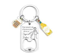 QTZXZX Cadeau Tonton Porte Clef Pas Besoin De Cheveux Pour Être Un Super Tonton Décapsuleur Cadeau Anniversaire Homme Original Cadeaux de Noël Pour Tonton