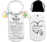 QTZXZX Cadeaux Noel Filleule Porte clef Cadeau d'anniversaire Filleule Porte clef pour ma Filleule Cadeau de fin d'étudescadeau Original Joyeux Anniversaire Filleule Avec des Cœurs Marraine (3)