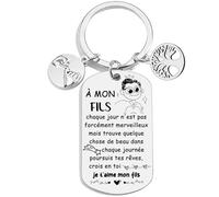 QTZXZX Fils Porte clés Fils Cadeau d'anniversaire Fils Je T'aime Mon Fils Cadeau Noel Fils Idee pour Fils Porte clef Mon Fils Fils Personnalisé (3)