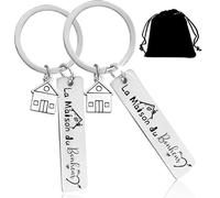 QTZXZX Porte clé Maison Couple Personnalisé Porte-Clef en Gravé et Original pour la Maison du Bonheur Cadeau Emmenagement Idée Cadeau Couple Original pour Couple et Crémaillère (3)