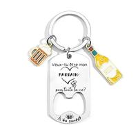 QTZXZX Porte-Clé Parrain Personnalisé, Demande Veux-tu être mon Parrain, Cadeau Original Homme, Idée Cadeau Baptême, Annonce Grossesse, Anniversaire, Fête des Pères et Noël (5)