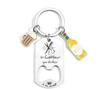 QTZXZX Porte-Clés Décapsuleur Coiffeur - Cadeau Coiffeur Original Décapsuleur Inox Personnalisé pour Coiffeur Homme Accessoire Unique Ouvre Bouteille Coiffeur Idée Cadeau Coiffeur