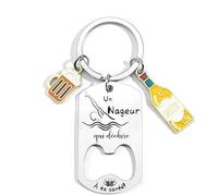 QTZXZX Porte-Clés Décapsuleur Nageur - Cadeau Nageur Original Décapsuleur Inox Personnalisé pour Nageur Homme Accessoire Unique Ouvre Bouteille Nageur Idée Cadeau Nageur