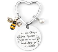 QTZXZX Porte Clés Maîtresse d'École, Cadeau Fin d'Année Scolaire, Merci Maîtresse Original, Idée Cadeau Professeur Enseignant, Anniversaire, Souvenir Remerciement, Accessoire Femme (8)