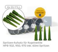 QU-Fill fixation de seringue pour robinet à bille Recharge compatible pour HP 932, 933, 950, 951, 953, 970, 971, 980 etc., 4 pièces y compris les seringues de 60ml