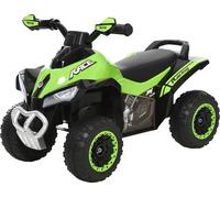 Quad ATV, appareil de conduite, dimensions 67,5 x 38 x 44 cm, supporte un poids jusqu'à 20 kg, vert