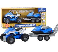 Quad avec remorque pour transporter un bateau et un jet-ski