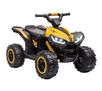 HOMCOM Quad électrique Enfant 12 V, Voiture électrique Enfants 2 Moteurs 2 Vitesses 3-6 km/h, phares LED, klaxon, pour Enfant de 3 à 5 Ans, poignée et Selle Ergonomique, Jaune