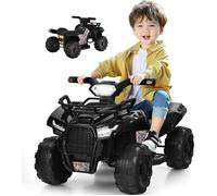 Quad Buggy Électrique Enfants 1,5-3 Ans 6V, Effets Sonores Lumineux LED Klaxon, Charge 20kg, Noir - GOPLUS