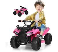 Quad Buggy Électrique Enfants 1,5-3 Ans 6V, Effets Sonores Lumineux LED Klaxon, Charge 20kg, Rose - GOPLUS