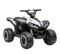 Quad électrique 12 V pour Enfants, avec LED et Musique, 2 Vitesses, Klaxon, Véhicule pour Enfants avec Télécommande pour Garçons et Filles de 3 Ans et Plus, Blanc