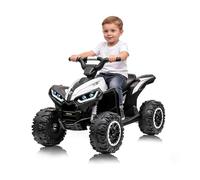 Quad électrique Enfant 12 V, 2 Moteurs 35 W, télécommande parentale, 2 Vitesses, LED, MP3, Bluetooth, Batterie 12 V, 4 Roues EVA, Suspension, 2 h d’autonomie, 3-6 Ans,Blanc