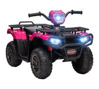 HOMCOM Quad électrique Enfant 12V, Voiture électrique Enfants, Double Moteur, Vitesse 2-4 km/h, phares et Musique, Marche Avant et arrière, Voiture à Batterie pour 3 à 5 Ans, Rose