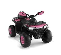 Quad électrique Enfant 12V avec Télécommande,Bluetooth,Musique pour 3-8 Ans | Voiture électrique Enfant avec 2x35W Moteurs,Phares LED,Klaxon,Repose-pieds,USB,2-4Km/h,pour Tour Terrain,Rose foncé