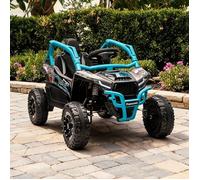 Quad électrique enfant 12V bleu, télécommandé, suspension, phares LED, Kawasaki