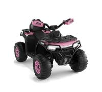Quad électrique Enfant 12V Tout-Terrain, Double Moteur Puissant, Télécommande Parentale, Suspension, Phares LED, Bluetooth, Musique sans Fil, USB, Apprentissage, Contrôle du Volume, Drapeau LED -