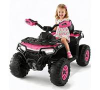 Quad Electrique Enfant 12V, Tout-Terrain, pour 3-8 Ans, avec Télécommande | 2 Moteurs 35W, Suspension Ressorts, Pneus Antidérapants, Phares LED, Musique USB, 3-8 km/h, Jeu Extérieur, Cadeau Noël