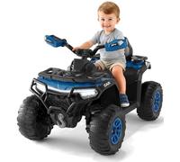 Quad électrique pour enfant 12 V avec télécommande, phares LED, musique, Bluetooth, USB, fonction d'apprentissage et drapeau LED, design tout-terrain, convient à partir de 3 ans (bleu roi)