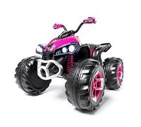 Quad électrique pour Enfant 12v - Rose - Voiture électrique pour Fille avec Batterie 12v, Grandes Roues, lumières, Sons et télécommande pour Parents