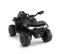 Quad électrique pour enfants 12 V avec télécommande, 2 moteurs, suspension, phare LED, Bluetooth, musique, USB, fonction d'apprentissage, contrôle du volume, véhicule tout-terrain 4 roues avec drapeau