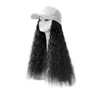 Quad Homme Bouclés coiffure cheveux cheveux attachés réglable perruque vague casquette de baseball chapeau longue perruque Homme Tendance (D, One Size)