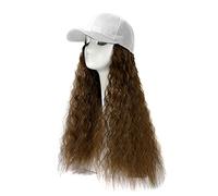 Quad Homme Bouclés coiffure cheveux cheveux attachés réglable perruque vague casquette de baseball chapeau longue perruque Homme Tendance (F, One Size)