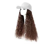 Quad Homme Bouclés coiffure cheveux cheveux attachés réglable perruque vague casquette de baseball chapeau longue perruque Homme Tendance (E, One Size)