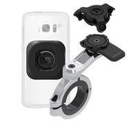 Quad Lock Support téléphone Moto Pro chromé - Grand modèle pour Guidon avec Amortisseur de Vibrations et Adaptateur MAG Universel